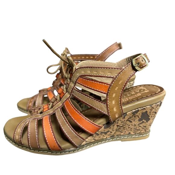 L'ARTISTE Quinne Strappy Slingback  Wedge Sandals Tan Size 39 /US 8 - Picture 5 of 12